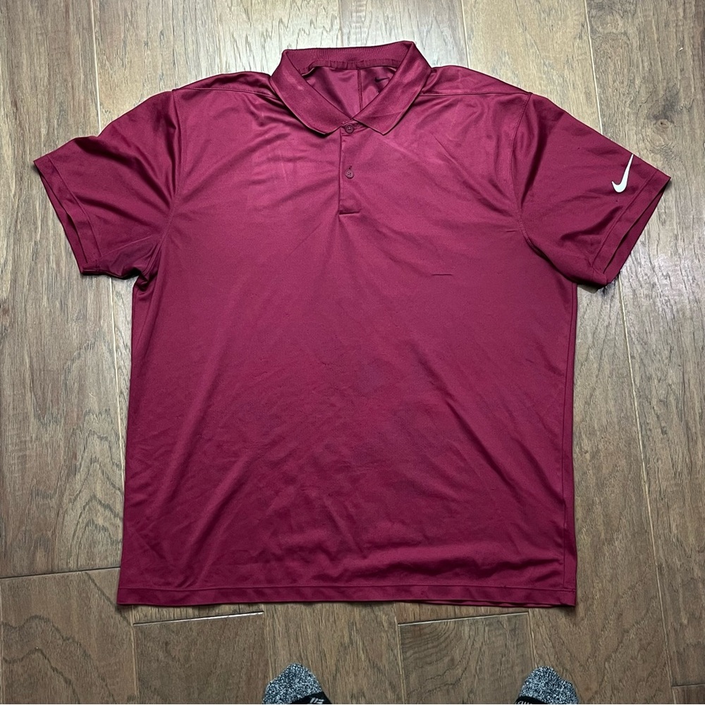 Nike Men's Maroon Dri-Fit Polo Shirt - Size Large